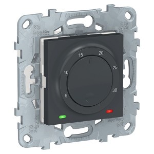 Обзор Термостат электронный 8А со встроенным термодатчиком SE Unica NEW, антрацит