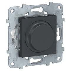 Светорегулятор поворотно-нажимной LED универсальный 5-200Вт SE Unica NEW, антрацит