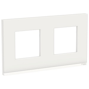 Рамка Unica Pure 2 поста горизонтальная, белое стекло/белый