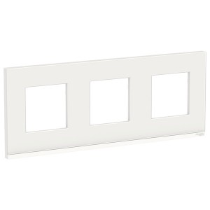 Рамка Unica Pure 3 поста горизонтальная, белое стекло/белый