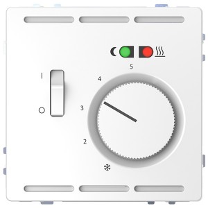 Термостат теплого пола с накладкой с выключателем и внешним датчиком Merten D-Life, белый лотос