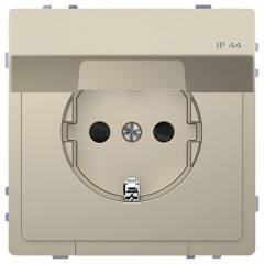 Розетка 16А с заземлением и крышкой автозажим IP44 Merten D-Life, Сахара
