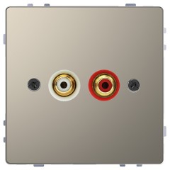 Аудиорозетка с накладкой и двумя гнездами "тюльпан" Merten D-Life, никель