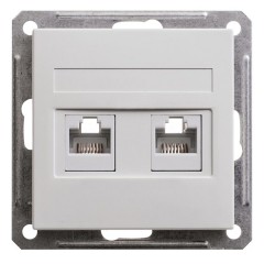 Розетка двойная RJ11+RJ45  кат.5E механизм SE W59, белый
