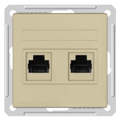Розетка двойная компьютерная RJ45 кат.5E механизм SE W59, шампань
