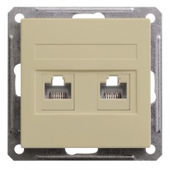 Розетка двойная RJ11+RJ45  кат.5E механизм SE W59, шампань