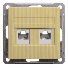 Розетка двойная RJ11+RJ45  кат.5E механизм SE W59, сосна