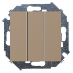 Выключатель трехклавишный 10А 250В винтовой зажим Simon 15, шампань