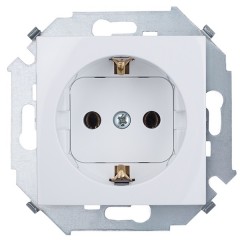 Розетка с заземлением Schuko 16А 250В винтовой зажим Simon 15, белый