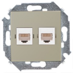 Розетка компьютерная двойная RJ45 кат.5е Systimax Simon 15, шампань