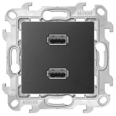Розетка 2хUSB Simon 24 Harmonie, графит
