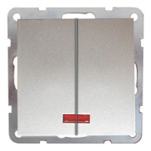 Отзывы Выключатель 2-кл., с индикаторами (схема 5L) 16 A, 250 B Экопласт LK60, серебристый металлик