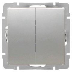 Переключатель 2-клавишный с двух мест 16 A  250 B Экопласт LK80, серебристый металлик