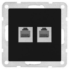 Розетка телефонная двойная 2хRJ-11 с накладкой Экопласт LK80, черный бархат