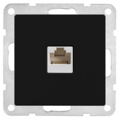 Розетка компьютерная RJ-45 кат.5е с накладкой Экопласт LK80, черный бархат