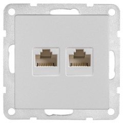 Розетка двойная компьютерная 2хRJ-45 кат.5е с накладкой Экопласт LK80, белый