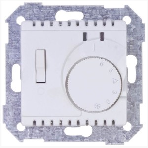 Термостат с датчиком в пол и выключателем - контроль отопления Simon 82, белый