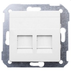 Адаптер со шторками на 2 коннектора UTP (RJ45) FTP (RJ45) RJ12 AMP Simon 82, белый