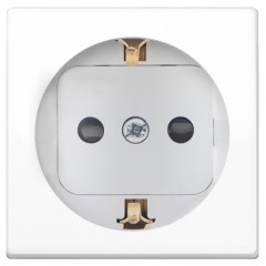 Накладка на розетку двухполюсную 2П+З Schuko с защитными шторками Simon 82, белый