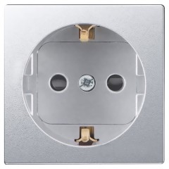 Накладка на розетку двухполюсную 2П+З Schuko с защитными шторками Simon 82 Detail, алюминий