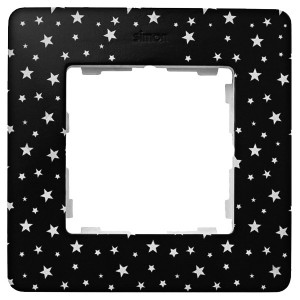 Купить Рамка 1 пост Original Simon 82 Detail, чёрный в белые звёзды-белый
