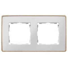 Рамка  2 поста Select Simon 82 Detail, белый-дерево (Бук)