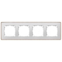 Рамка  4 поста Select Simon 82 Detail, белый-дерево (Бук)