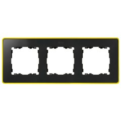 Рамка 3 поста  Select Neon Simon 82 Detail,  графит-жёлтый