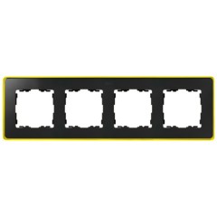 Рамка 4 поста  Select Neon Simon 82 Detail,  графит-жёлтый