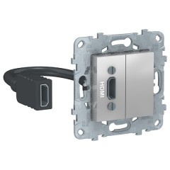 Розетка HDMI SE Unica Top, алюминий