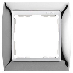 Рамка  1 пост Simon 82, хром-белый