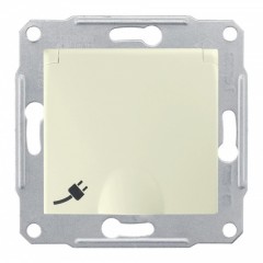 Розетка IP44 16А 2Р+Е с крышкой cо шторками быстрозажимные контакты Sedna бежевый