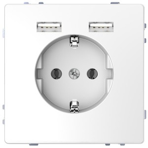 Отзывы Розетка Schuko с 2 USB зарядными устройствами 2,4A тип А Merten D-Life, белый лотос