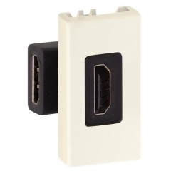 Розетка проходная угловая для подключения HDMI-разъёма v1.3 узкий модуль Simon 27, слоновая кость