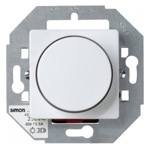 Купить Светорегулятор проходной поворотно-нажимной 40-500Вт широкий модуль Simon 27, белый