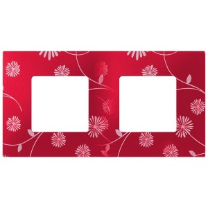 Накладка декоративная на рамку базовую 2 поста Simon 27 Play Extrem, красное и белое