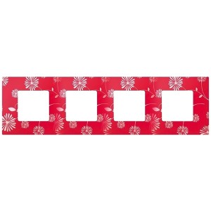 Купить Накладка декоративная на рамку базовую 4 поста Simon 27 Play Extrem, красное и белое