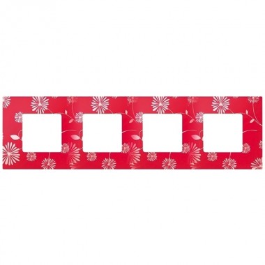Купить Накладка декоративная на рамку базовую 4 поста Simon 27 Play Extrem, красное и белое