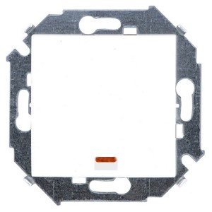 Выключатель одноклавишный кнопочный с подсветкой, 16А 250В, винтовой зажим Simon 15, белый