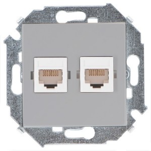 Розетка компьютерная двойная RJ45 кат.6a Systimax Simon 15, алюминий