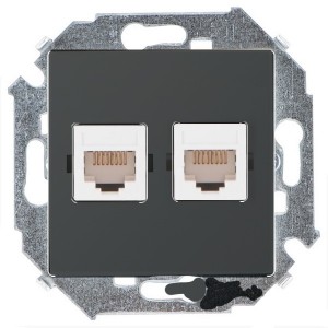 Розетка компьютерная двойная RJ45 кат.6a Systimax Simon 15, графит