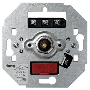 Светорегулятор поворотно-нажимной (проходной) 40-500Вт, 230В Simon 82, механизм