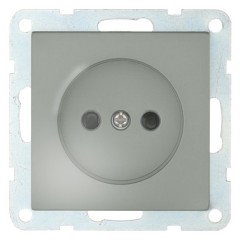 Розетка без з/к, со шторками Экопласт LK60, серебристый металлик