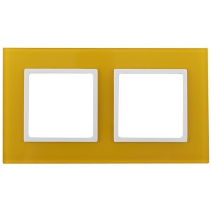 Отзывы Рамка на 2 поста стекло Эра Elegance жёлтый+белый 14-5102-21