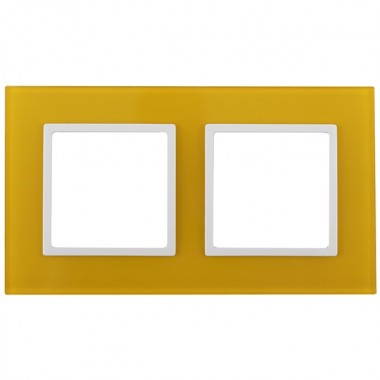 Отзывы Рамка на 2 поста стекло Эра Elegance жёлтый+белый 14-5102-21
