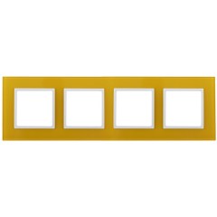 Рамка на 4 поста стекло Эра Elegance жёлтый+белый 14-5104-21