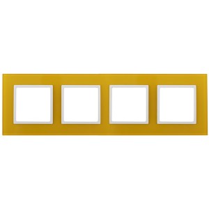 Рамка на 4 поста стекло Эра Elegance жёлтый+белый 14-5104-21