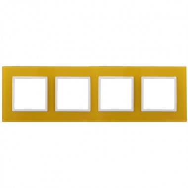 Отзывы Рамка на 4 поста стекло Эра Elegance жёлтый+белый 14-5104-21