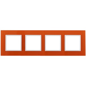 Обзор Рамка на 4 поста стекло Эра Elegance оранжевый+белый 14-5104-22