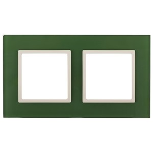 Рамка на 2 поста стекло Эра Elegance зелёный+слоновая кость 14-5102-27 (бежевый)